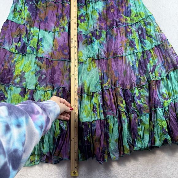 Vtg Y2K XL Maxi Skirt Tiered Gauze Boho Cotton Cottagecore Floral Prairie Gypsy - Picture 7 of 9
